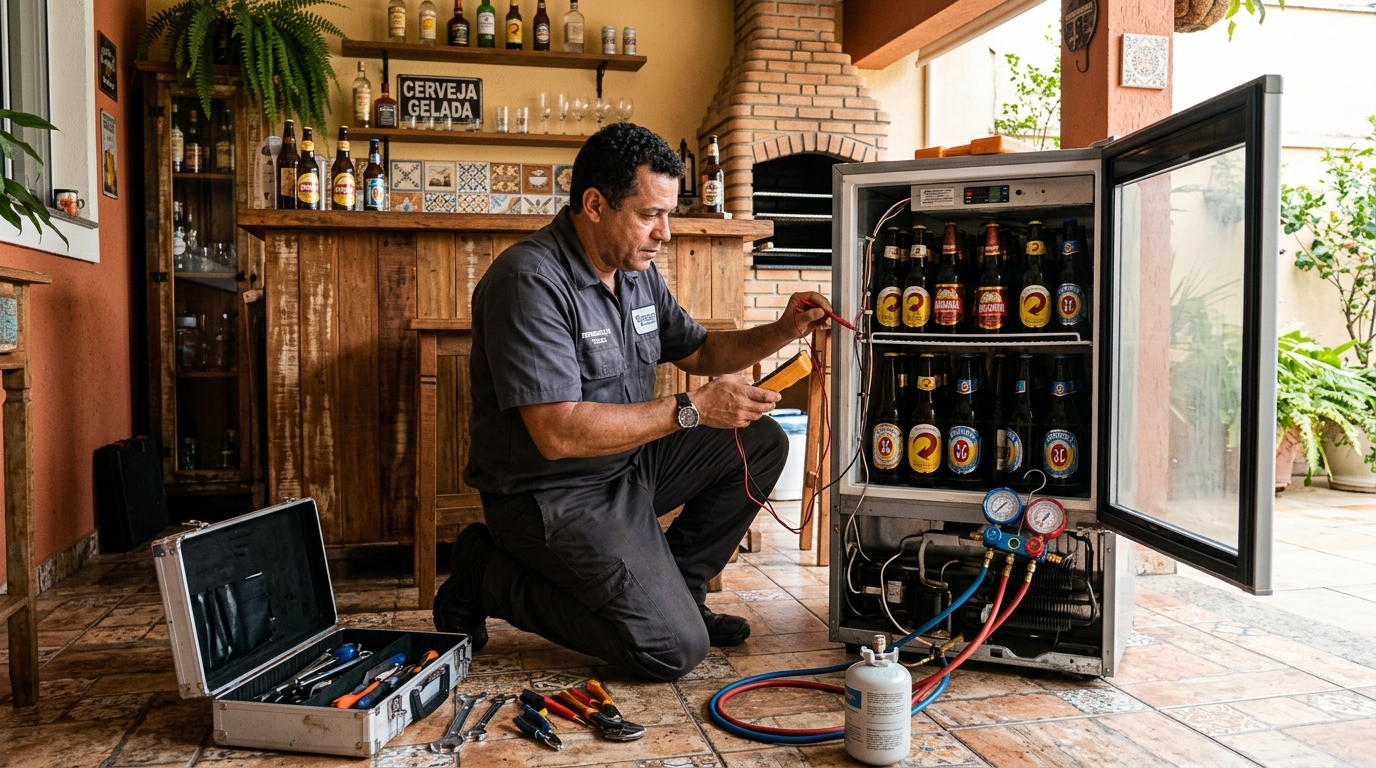 Recarga de gás no circuito de refrigeração de uma cervejeira em Palmas‑TO