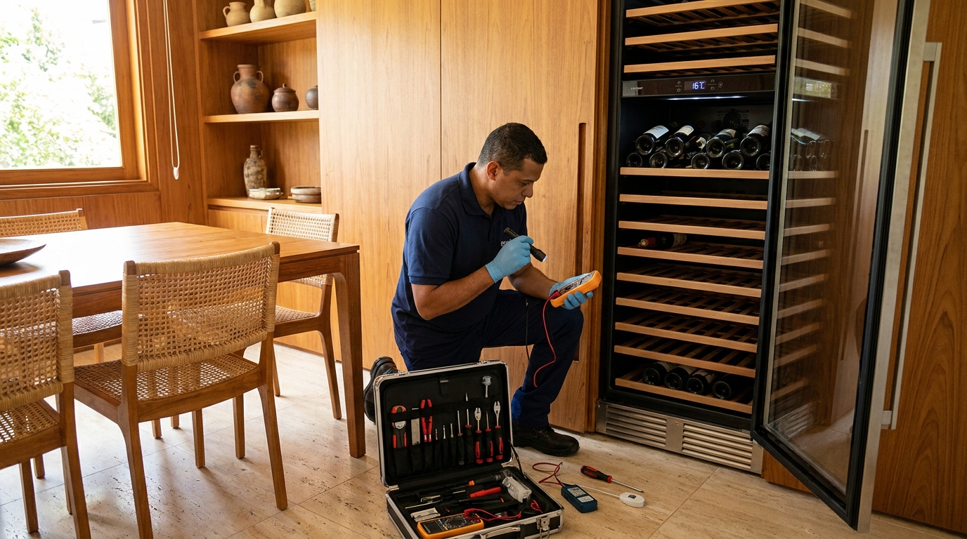 Substituição do termostato de uma adega climatizada no Centro, Palmas‑TO